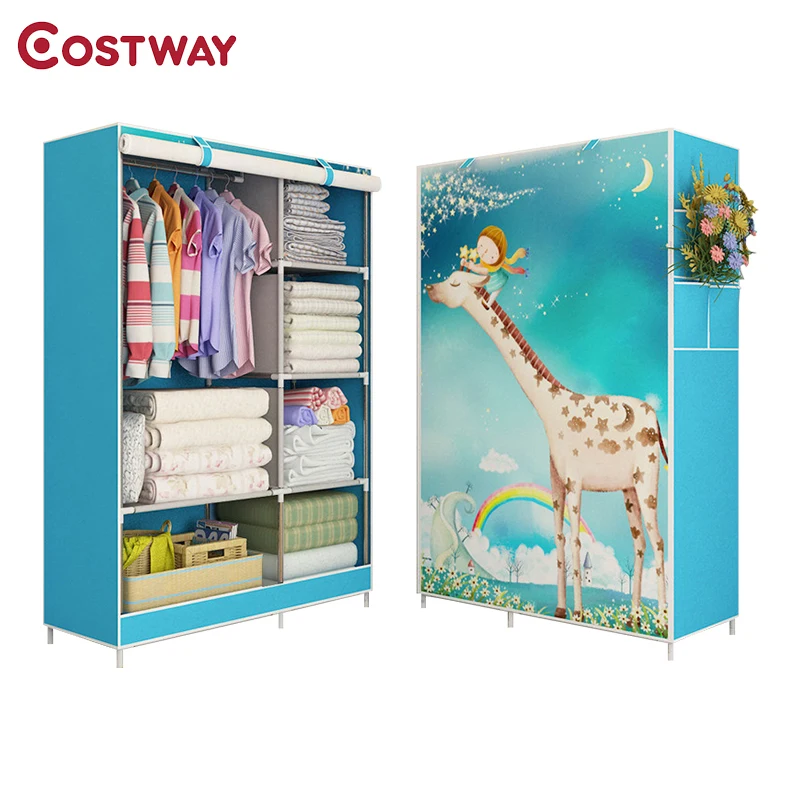  COSTWAY Cloth Wardrobe For clothes Fabric Folding Portable Closet Storage Cabinet Bedroom Home Furn