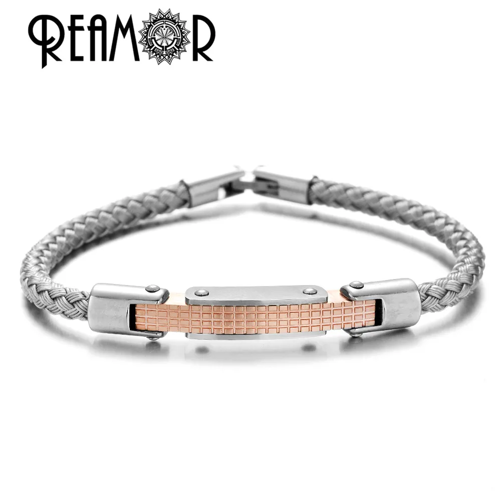 PS001 REAMOR, роскошный модный браслет из нержавеющей стали, с ЧПУ, позолота, изысканный, рукоделие, сплайсинг, механический браслет для мужчин и женщин - Окраска металла: PS001