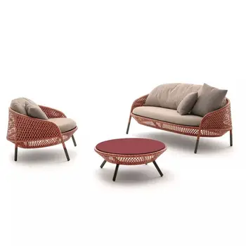 

Advanced Wooden Iron Casting Outdoor Rattan Garden Sofa Chair Set Coffee Table Footstool Furniture Waterproof Anti-UV Home Hotel