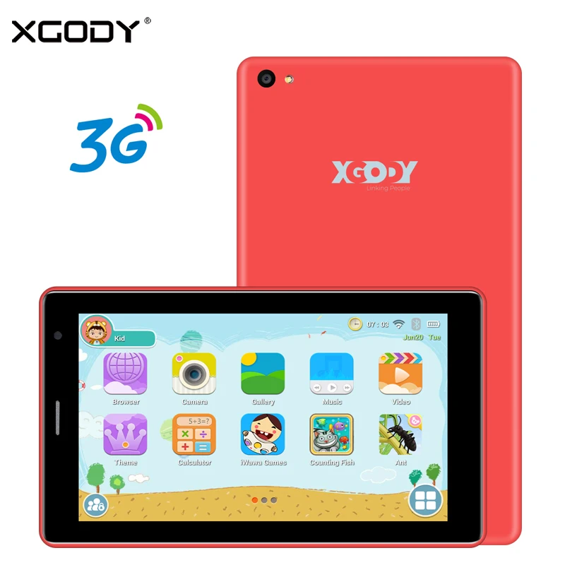 Детский 7 дюймовый планшет XGODY X701 3G Android 6 0 1 ГБ 16 1024 Х600 GPS Wi Fi 5 Мп двойная