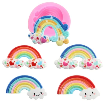 

3D Rainbow Silicone Molds Baby Birthday Fondant Mold Sugarcraft Cake Decorating Tools Candy Clay Chocolate Gumpaste Moulds