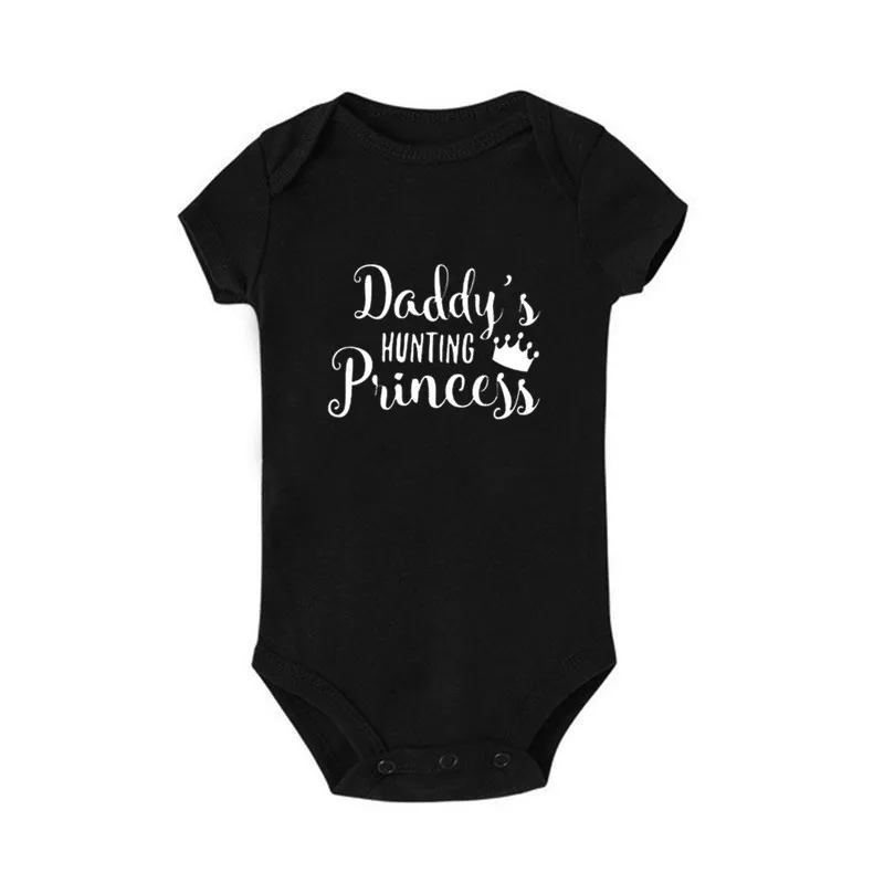 Детское боди с надписью «Daddy's Hunting Princess», Одежда для новорожденных, хлопковая одежда с короткими рукавами и принтом для детей 0-18 месяцев