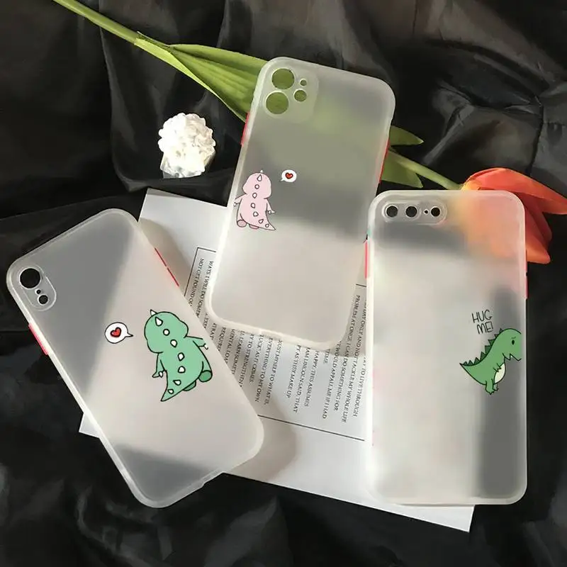 Cute dinosaur BBF double Phone Case For iPhone 12 11 Mini Pro XR XS Max 7 8 Plus X Matte transparent White Cover | Мобильные