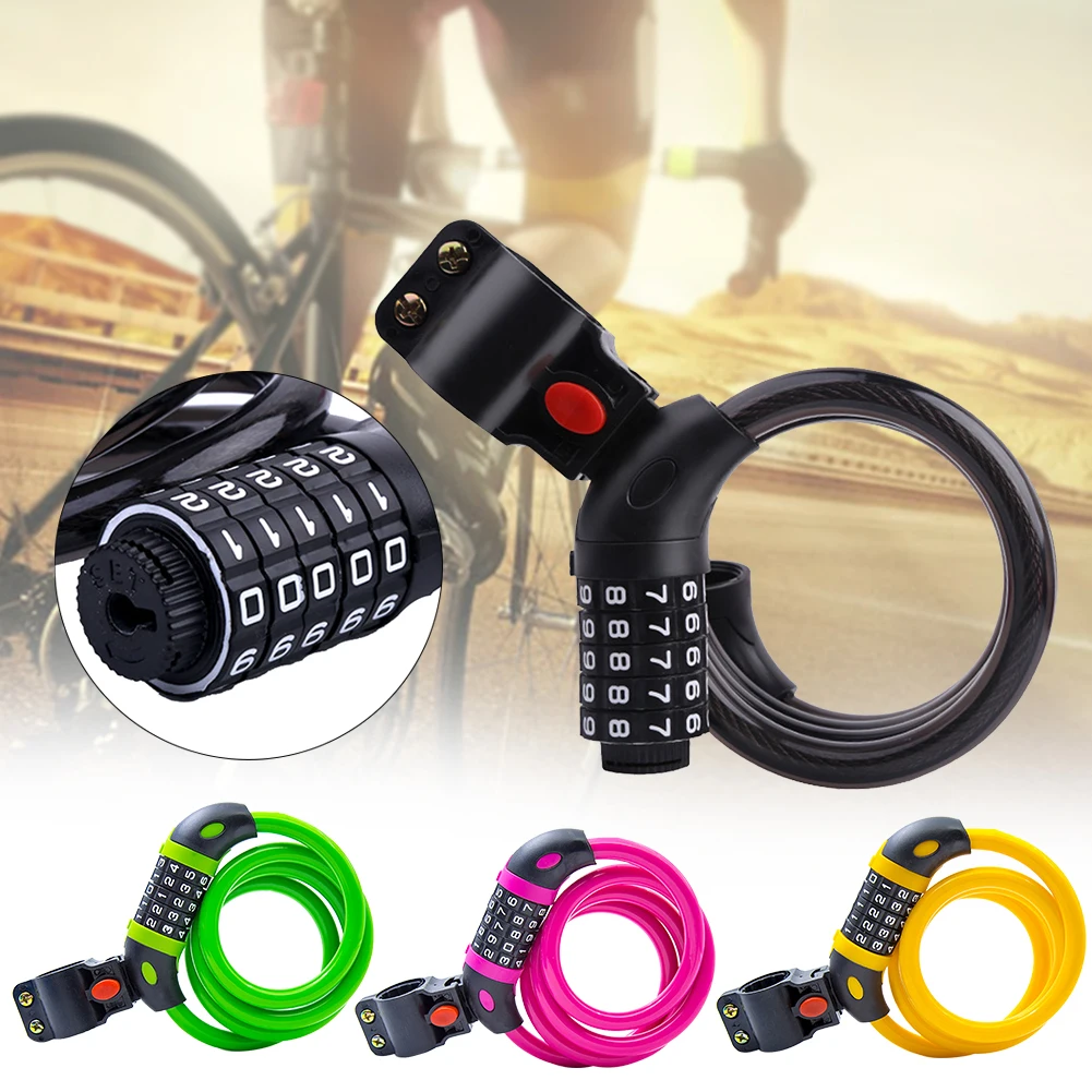 With Bracket Anti Theft Children Kids Mountain Bike 5 Numbers Fixation Bicycle Combination Lock Portable Thickened Steel Wire
