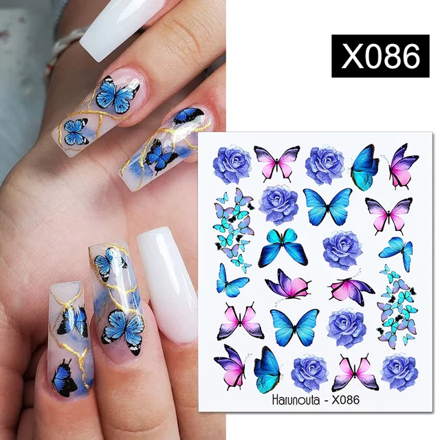 Black White Butterfly 3D Nails Sticker Geometry Decals Flower Gold DIY Decals Designs For Nail Art Manicures Decorations Salon 35