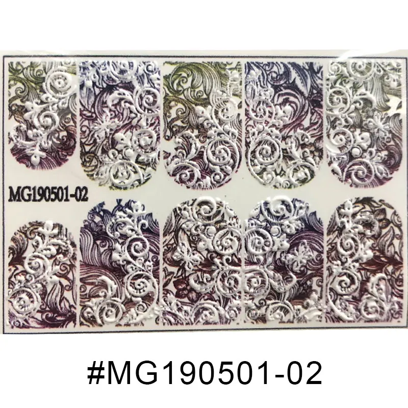 3D Acrylic Engraved Black/white Series Nail Sticker Nail Water Decals Fashion Empaistic Nail Water Slide Decalsi