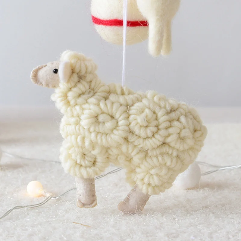 

Christmas Nordic Xmas Tree Ornament Handmade Wool Felt Little Sheep Hanging Decoration Home Holiday Party Supplies