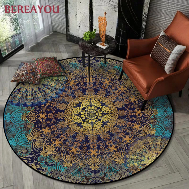 Vintage Rugs Ethnic Round Carpet Bohemia Living room Mat Yoga Mat Cloakroom Retro Ethnic Non-slip Round Carpet For Bedroom tapis Vintage Rugs Ethnic Round Carpet Bohemia Living room Mat Yoga Mat Cloakroom Retro Ethnic Non-slip Round Carpet For Bedroom tapis