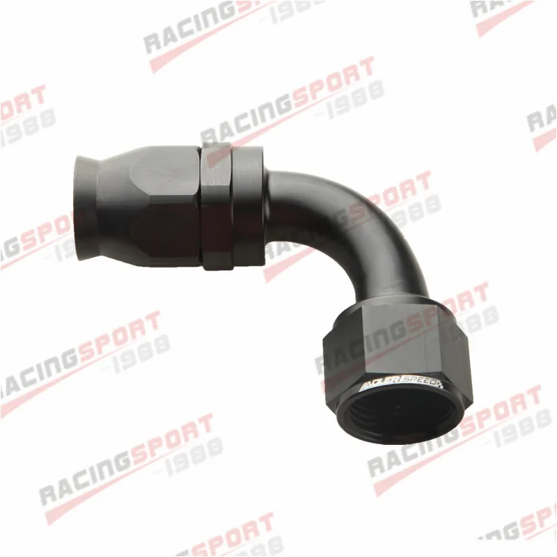 New AN12 12AN AN-12 90 Degree Reusable Swivel PTFE Hose End Fitting Black