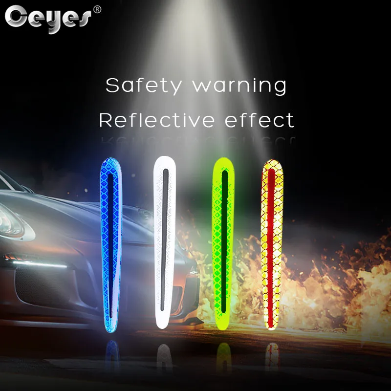 Ceyes 4 шт. автомобильные аксессуары наклейка для дверной ручки наклейка предупреждающий, светоотражающий скотч Авто светоотражающие полосы для вождения безопасность Марка Стайлинг