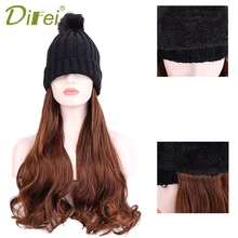 DIFEI, 24 дюйма, синтетический парик, длинные волнистые волосы, вязаная шапка для черных и белых женщин, которая может согреться зимой