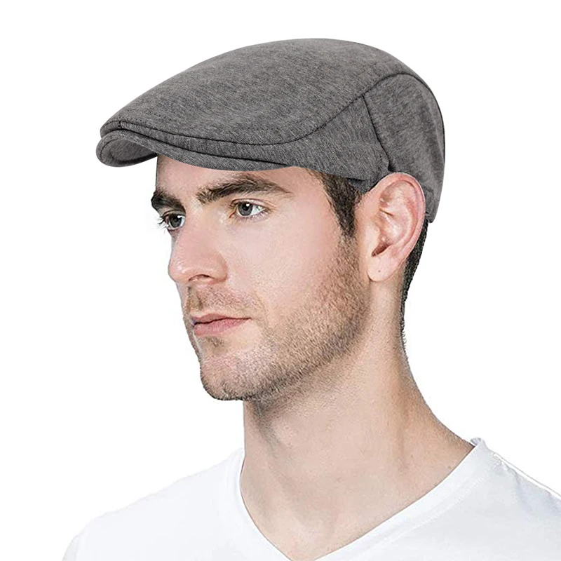 Man Berets cotton British Vintage Flat Caps Gatsby Male Solid Gray Black Spring Autumn Winter Adjustable Driver Hats beret hat,woolen beret