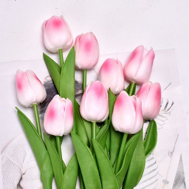 PU Tulip Artificial Flower Real Touch Artificial Bouquet Fake Plants For Wedding Decoration Flowers Home Garden Decor