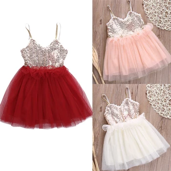

Toddler Kids Baby Girl Lace Princess Dress Sequins Tutu Party Gown Sleeveless Sundress