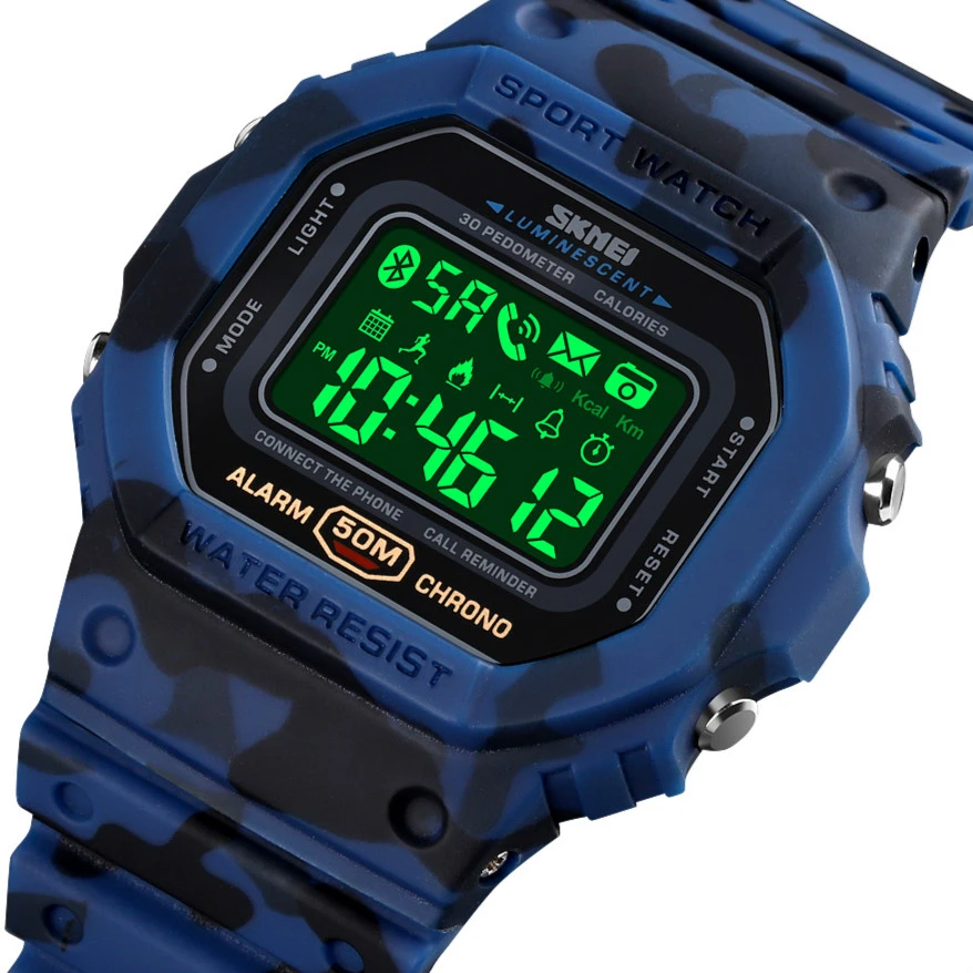 Skmei 1743 Sprot Bluetooth Smart Watches Waterproof Heart Rate Fitness  Tracker Pedomete Digital Led Male Clocks Inteligente - Smart Watches -  AliExpress