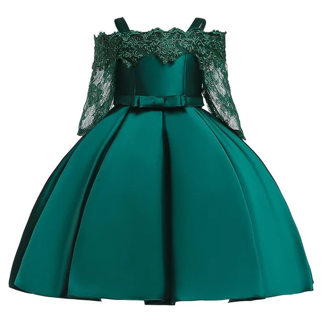 Новинка года; платье принцессы с юбкой-пачкой для девочек; рождественское платье с цветочным узором для девочек - Цвет: green