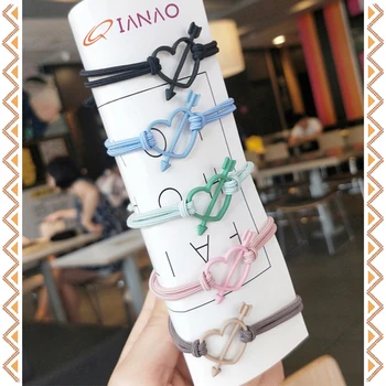 

QIANAO 1pc High elastic Cupid's Arrow of Love Rubber Bands for women's Geometric Elastic Hair Bands for Girl's hair accessories