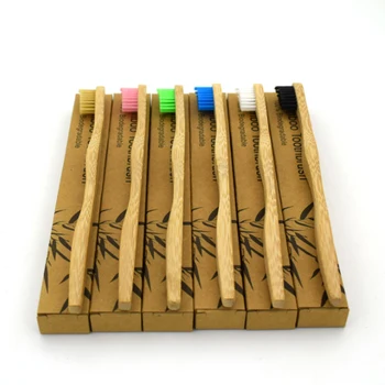 

1pcs Oral Care Head Bamboo Toothbrush individual package Wooden Rainbow Bamboo Tooth brush Soft Bristle for Adults Wholesale
