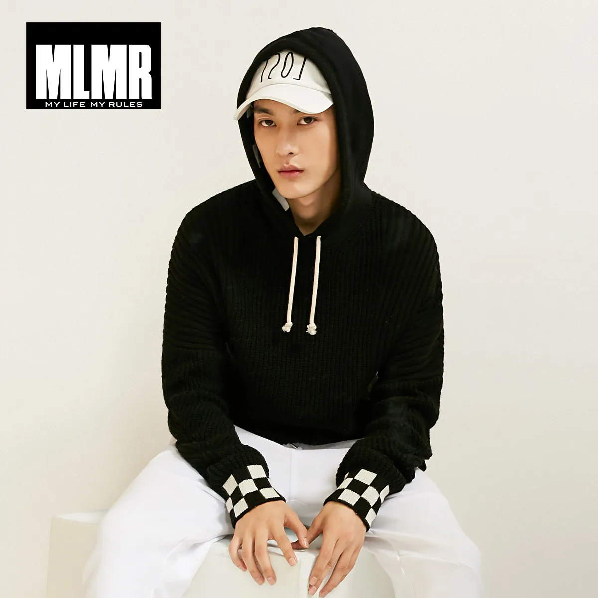 MLMR Мужская Хип-Хоп Уличная шляпа для отдыха вязаный свитер | 218325506 - Цвет: PITCH BLACK