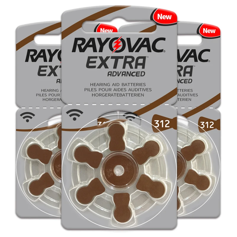 Батареи слухового аппарата 6 шт./1 карта RAYOVAC EXTRA-A312/312/PR41 цинк воздушный аккумулятор 1,45 в размер 312 диаметр 7,9 мм толщина 3,6 мм