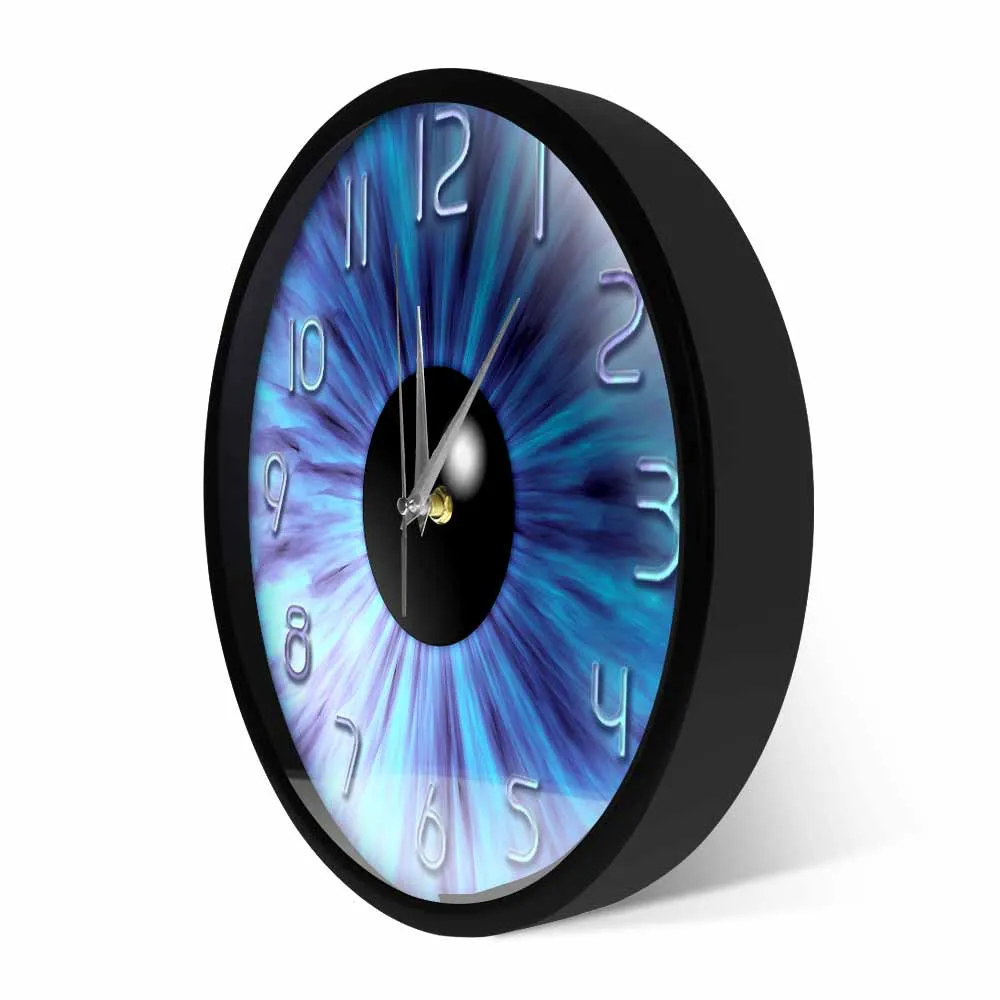 Blue Evil Eye Iris Pupil Printed Wall Clock For Eye Clinic Optician Artwork Decor Silent Wall Watch Eye Doctor Optometrist Gift 6