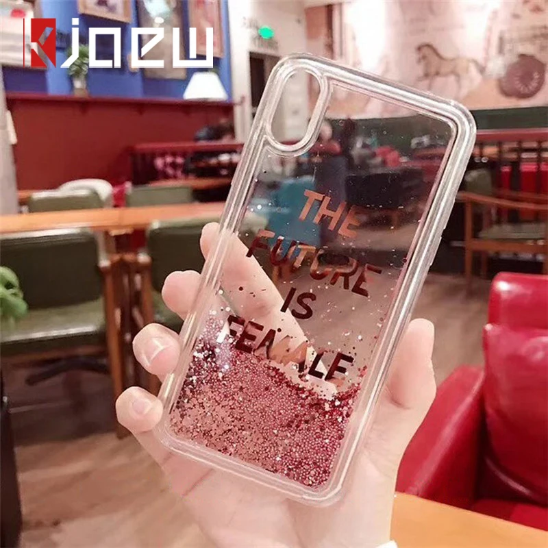 KJOEW чехол для телефона iPhone XS Max X XR жидкий сыпучий песок с блестками 5S 6S 6 7 8 Plus