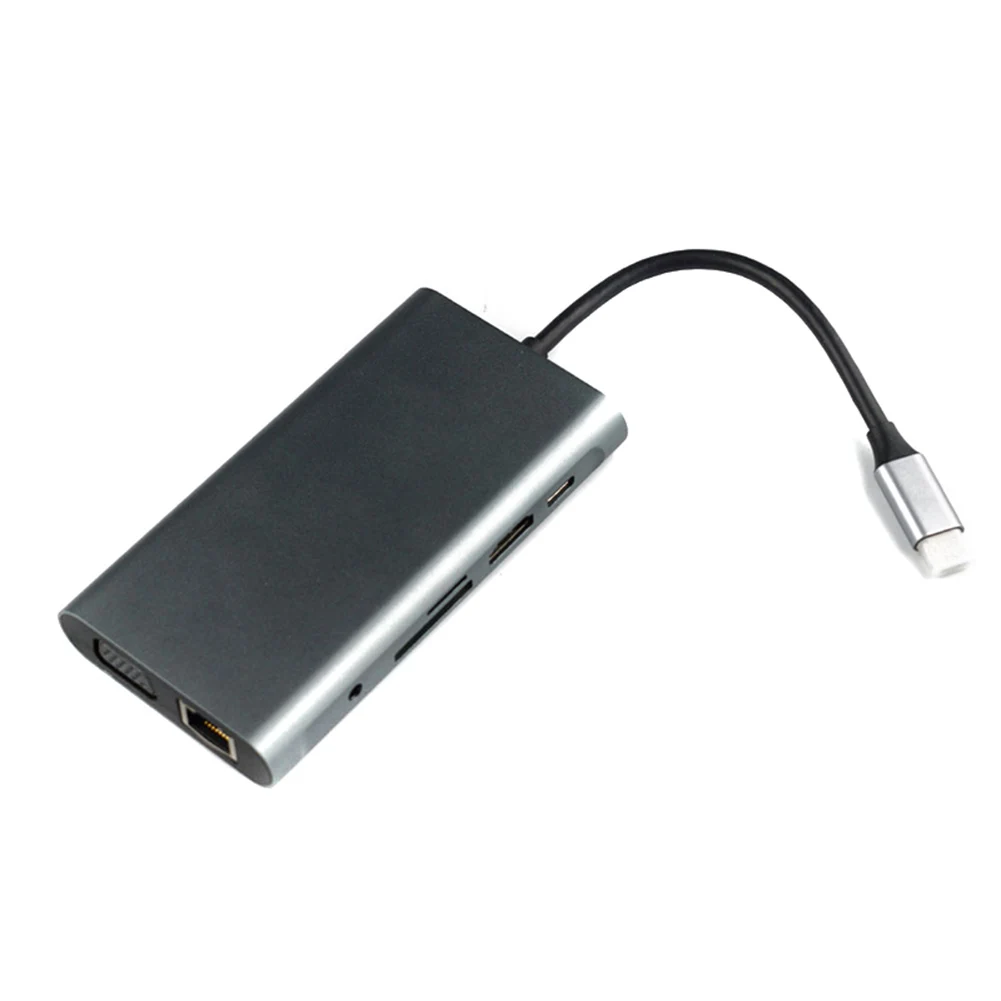 USB C концентратор док-станция для ноутбука type C адаптер с 3,5 мм аудио портом для Windows компьютер@ JH