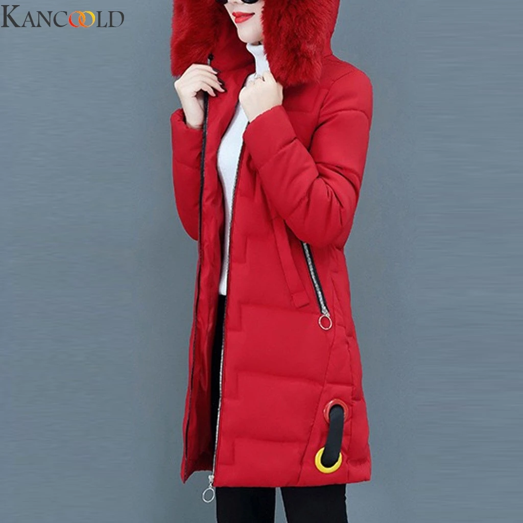 KANCOOLD, женское длинное пальто, зимнее хлопковое пальто, вельветовое, толстое, с капюшоном, с карманами, куртка-бомбер, хлопковая одежда на молнии, высокое качество