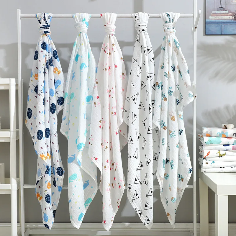 Pañales de algodón de bambú para recién nacidos, mantas para bebés y niñas, gasa para el baño, saco de dormir infantil, funda para cochecito, mantas de muselina