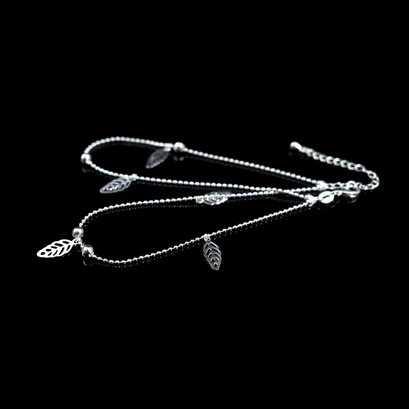 925 Sterling Silver Star Pendants Anklets Ladies Jewelry Double Layer Small Bead Chain Leaves Beach Anklet Bracelets anklet bracelets silver anklets ankle chain