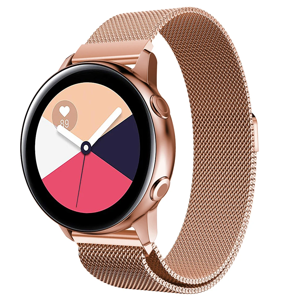 Миланский ремешок для samsung Galaxy watch Active 2 46 мм/42 мм gear S3 Frontier band 22 мм браслет из нержавеющей стали Active2 40 мм 44 мм - Цвет ремешка: rose gold