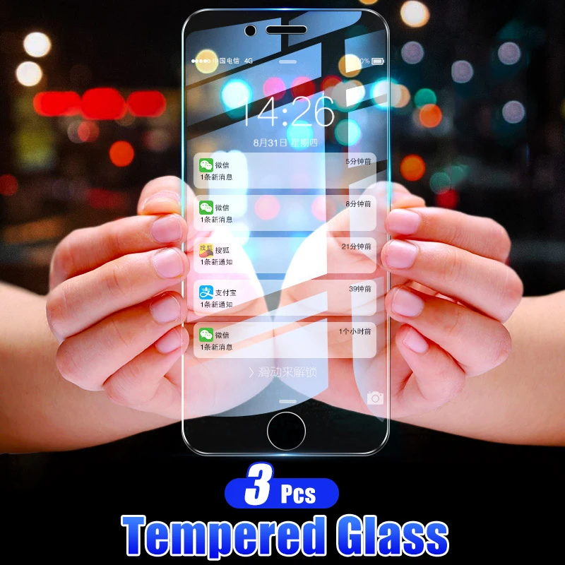 

3Pcs Tempered Glass On The For IPhone XR XS Max X 8 7 6 6s Plus Protective Glass Cover For IPhone 8 7 6 6s Screen Protector Film