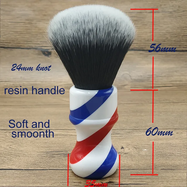 dscosmetic 24mm tuxedo synthetic hair knots  shaving brush with  barber pole handle 2