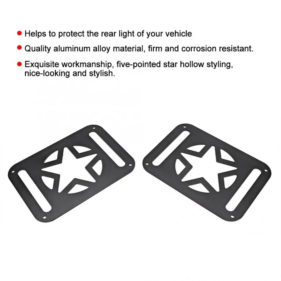 1 Pair of Black Aluminum Alloy Car Tail Light Rear Light Lamp Cover Trim Protector Fits for Jeep Wrangler JK 2007