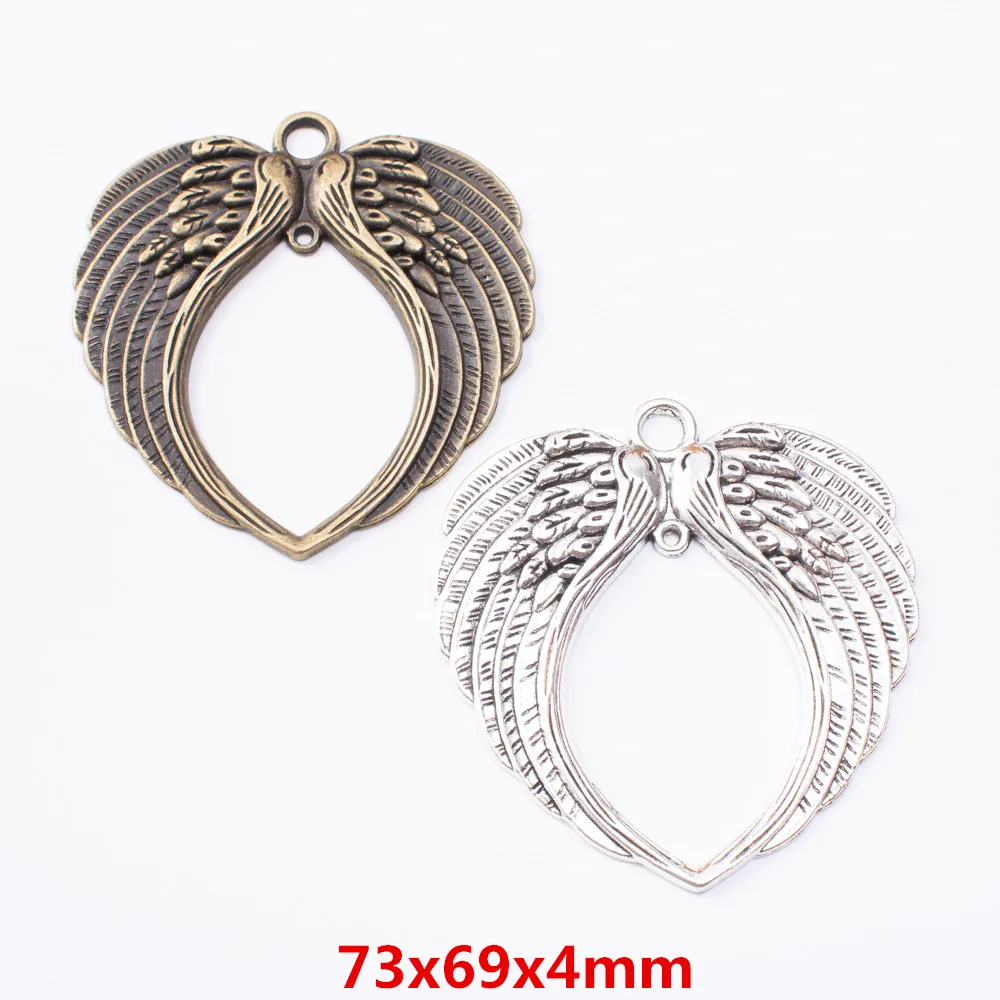 

2 pieces of retro metal zinc alloy wing pendant for DIY handmade jewelry necklace making 7396