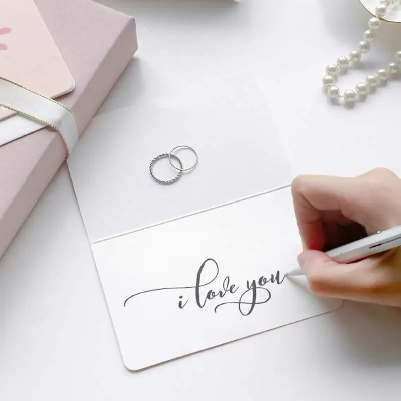  Romantic Valentine\'s Day Folding Card Simple Wishes Greeting Card Wedding Invitation Letter Envelo - 4000434346248