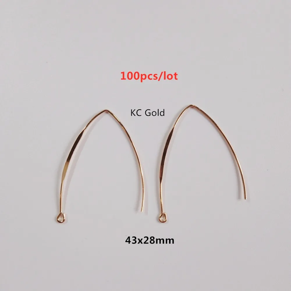 100pcs---KC Gold Горячая Металлическая простая форма серьга геометрической формы для женщин, серьги ручной работы, амулеты Diy, аксессуары для изготовления ювелирных изделий - Окраска металла: 100pcs---KC Gold