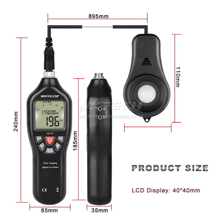 NKTECH NK-W2 Автоматический Цифровой Люксметр FC светильник USB Регистратор люкс-метр ПК записывает подсветку подсветки автоматический тестер 0,1-200000Lux