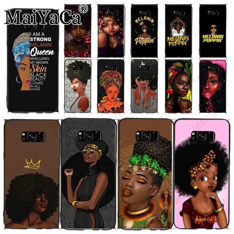 Африканский афро меланин Poppin Black Girl Fundas чехол для телефона samsung galaxy s10plus s9 s8plus note8