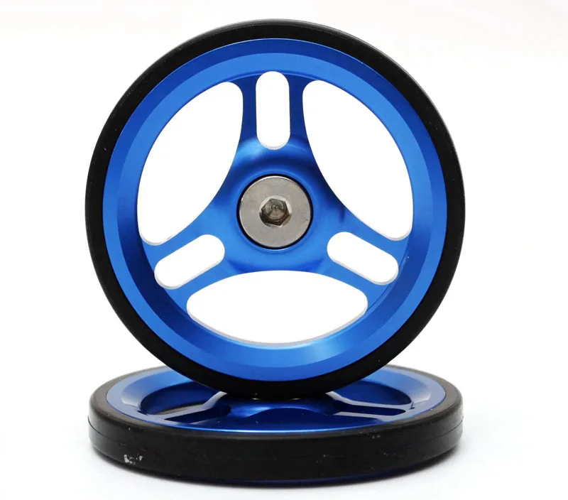blue Folding Bicycle 60mm Easy Wheel Aluminum Alloy for Brompton Bike Bracket Lightweight Easy Wheel 16 Years Later - Цвет: blue
