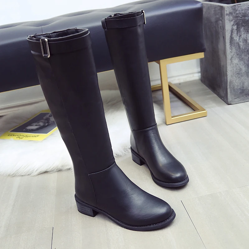 

Nice Pop Women Knee High Boots High Heels Winter Comfort Vintage Buckle Brand Shoes Woman Ins Popular Female Leisure Rain Boot