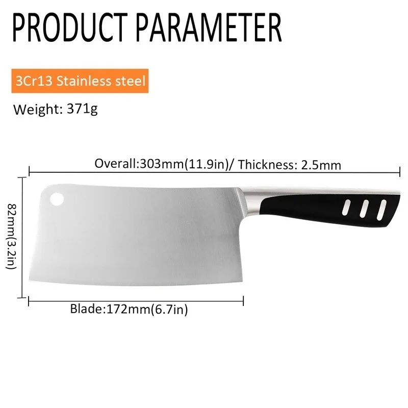 MAD SHARK Meat Cleaver, Professional 7.5 Inch Bone Chopping Butcher Knife  with Heavy Duty Blade, German Military Grade Composite Steel, Chinese  Chef's