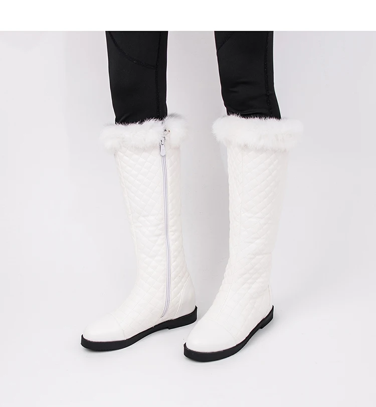Plus Size 34-46 Fashion Winter Warm Plush Knee High Boots Women Comfy Flat Heel Snow Boots Rabbit Fur Woman Long Boots Shoes