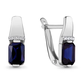 

Earrings with AQUAMARINE nanosapfirami, cubic zirconia, silver 925