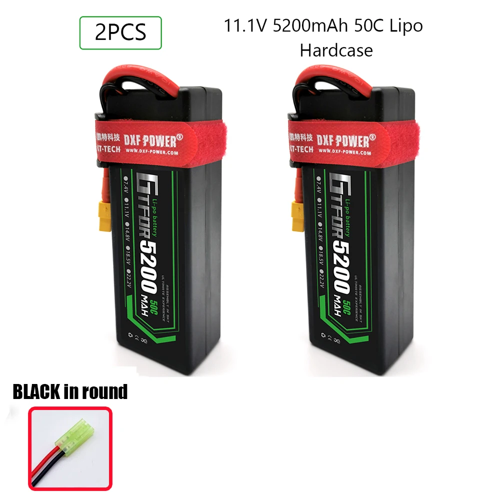 5200mAh 3S RC аккумулятор GTFDR 11,1 V 50C жесткий чехол Deans/T XT60 XT90 EC5 разъем для RC автомобиля, RC грузовика, вертолета, самолета - Цвет: 2PCS5200MAHHARDBLACK