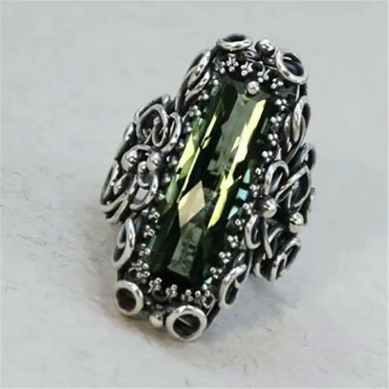 Роскошные зеленые coolor блестящие со сверкающим камнем женские креативные резные оправа на леске Свадебные винтажные серебряные украшения Q3P460