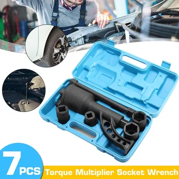 

NEW 7PCS Torque Multiplier Wrench Lug Nut Lugnuts Remover Labor Saving Socket Car Wash Maintenance Engine Care Tire Tools Kit