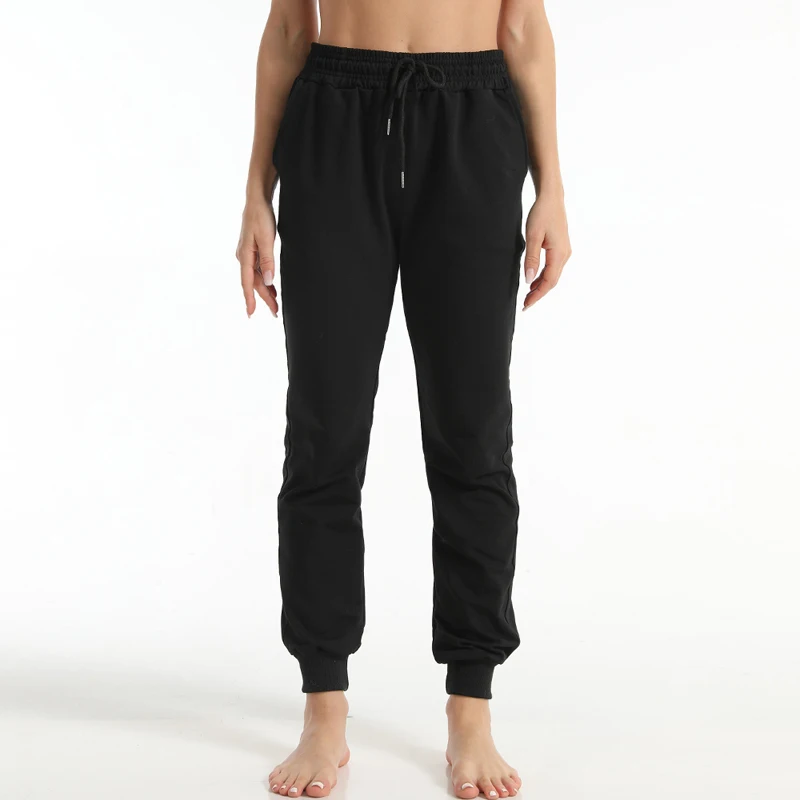 Sfit Drawstring Joggers Yoga Nacked-feel тканевые спортивные штаны для тренировок с двумя боковыми карманами Женские однотонные штаны для бега - Цвет: black