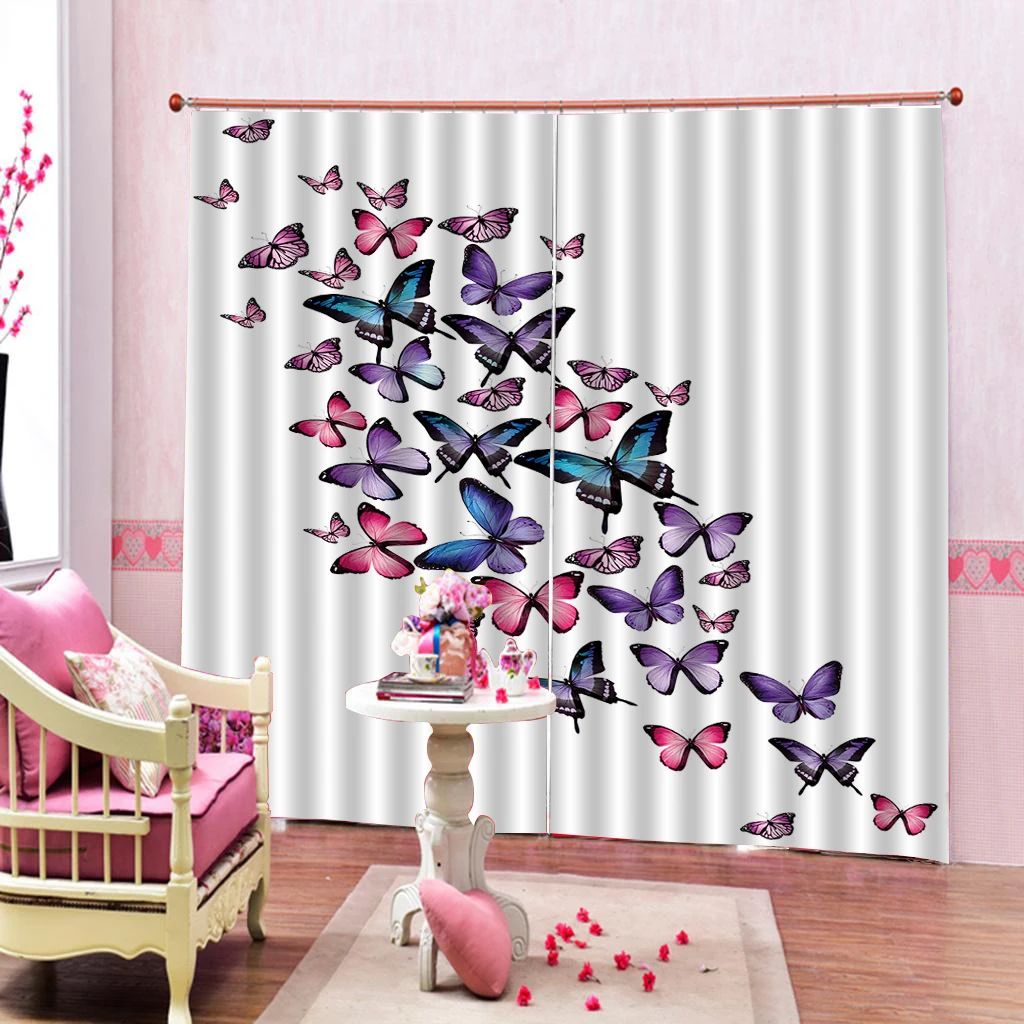 Бабочка занавеска с набивным рисунком балкон гостиная домашний декор занавеска s 2 Панель втулка Топ