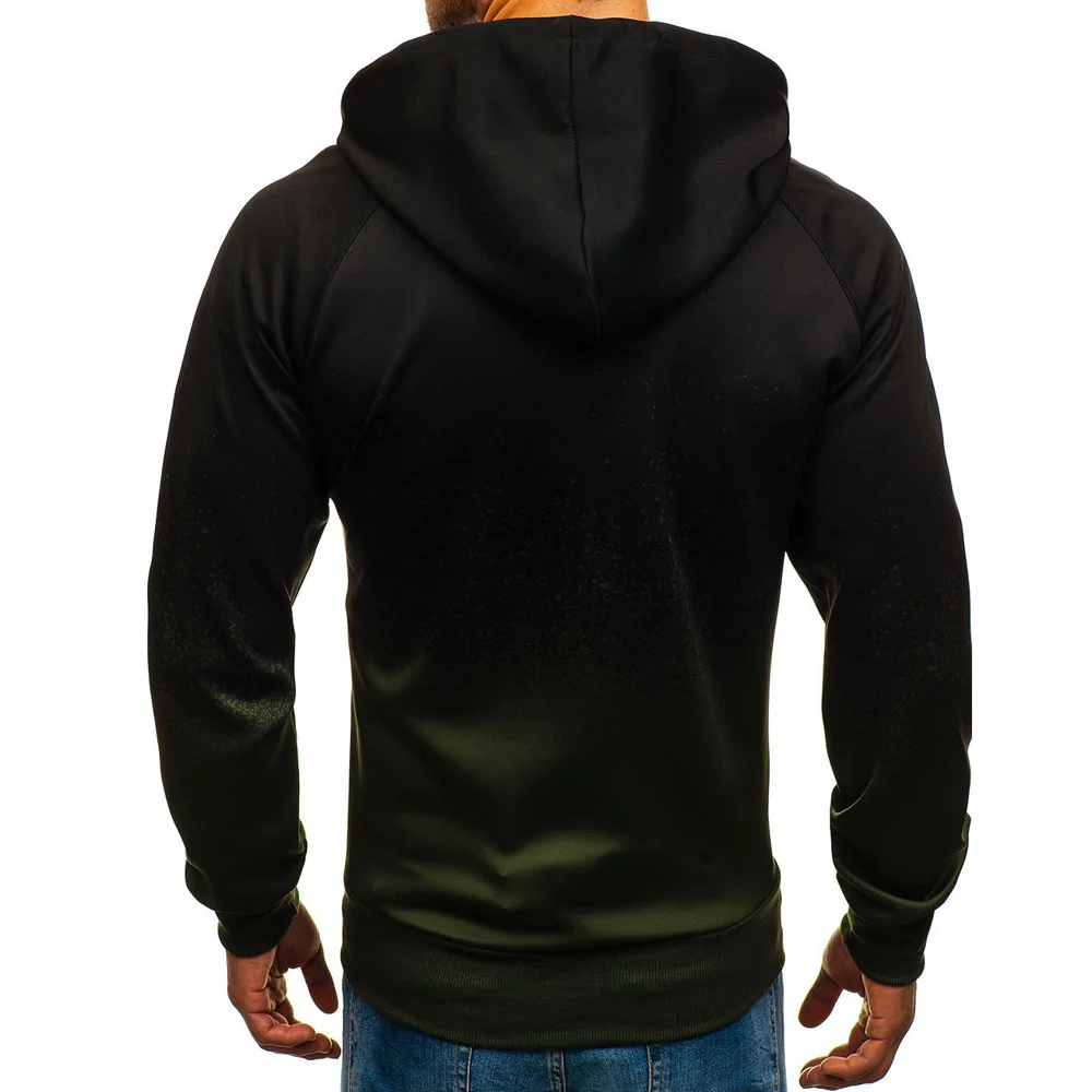 For Men's Design Logo Hoodies Harajuku Man Gradient color Hooded Fleece zipper Jacket Sweatshirt Sweatpants Suit 2pcs